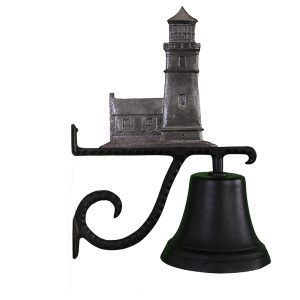 7.75" Diameter Cast Bell with Cottage Lighthouse Ornament