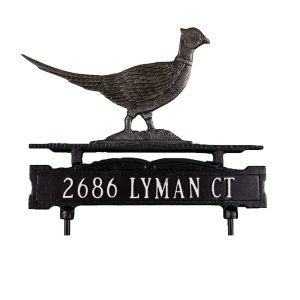 Cast Aluminum One Line Lawn Sign with Pheasant Ornament