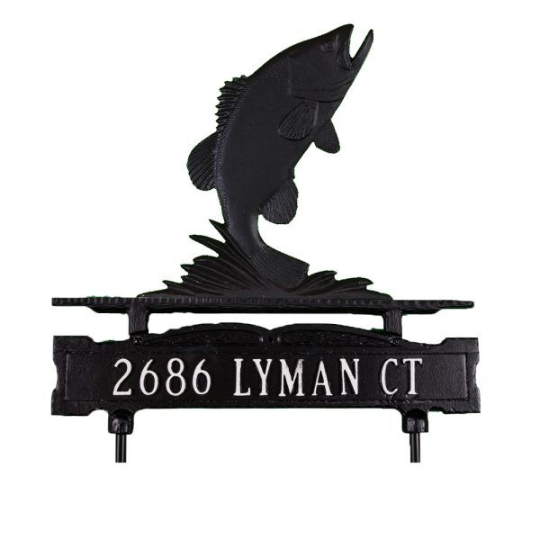 Cast Aluminum One Line Lawn Sign with Bass Ornament