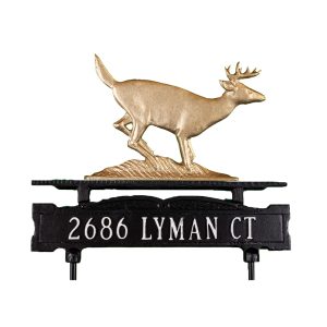 Cast Aluminum One Line Lawn Sign with Buck Ornament