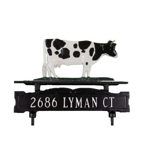 8.75" x 14.75" Cast Aluminum One Line Lawn Sign with Cow Ornament