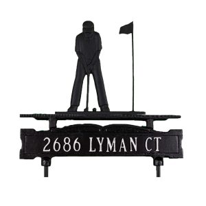 Cast Aluminum One Line Lawn Sign with Putter Ornament