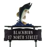 14" x 14.75" Cast Aluminum Two Line Lawn Sign with Bass Ornament