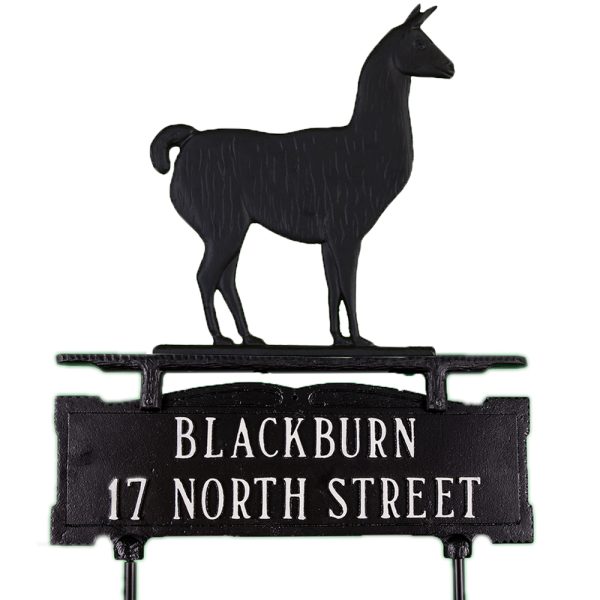 14.75" x 14.75" Cast Aluminum Two Line Lawn Sign with Llama Ornament