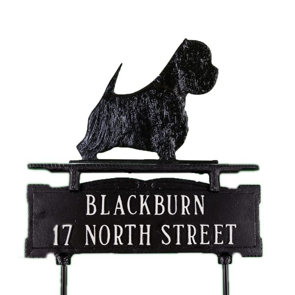 12.25" x 14.75" Cast Aluminum Two Line Lawn Sign with West Highland Terrier Ornament