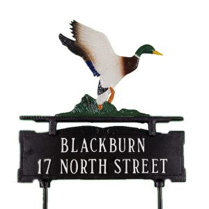 13.5" x 14.75" Cast Aluminum Two Line Lawn Sign with Duck Ornament