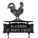 14.75" x 14.75" Cast Aluminum Two Line Lawn Sign with Rooster Ornament