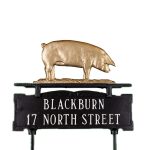 Cast Aluminum Two Line Lawn Sign with Pig Ornament