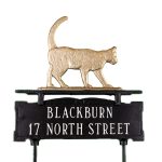 13.5" x 14.75" Cast Aluminum Two Line Lawn Sign with Cat Ornament