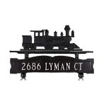 7.25" x 14.75" Cast Aluminum One Line Mailbox Sign with Train Ornament