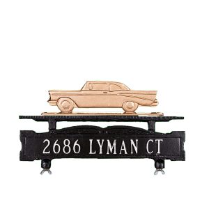 6.5" x 14.75" Cast Aluminum One Line Mailbox Sign with Classic Car Ornament