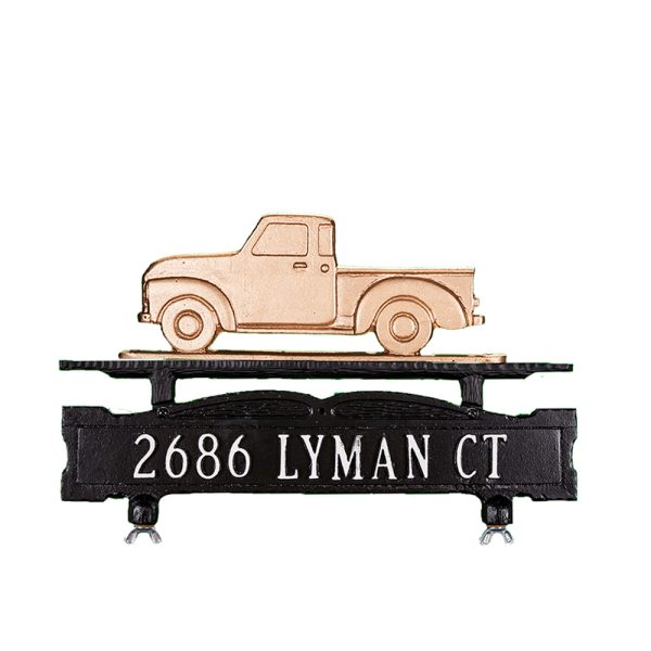 7.5" x 14.75" Cast Aluminum One Line Lawn Sign with Classic Truck Ornament