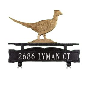 Cast Aluminum One Line Mailbox Sign with Pheasant Ornament