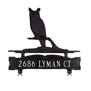 Cast Aluminum One Line Mailbox Sign with Owl Ornament