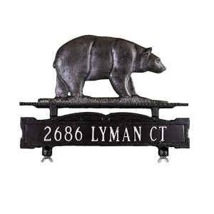 Cast Aluminum One Line Mailbox Sign with Bear Ornament