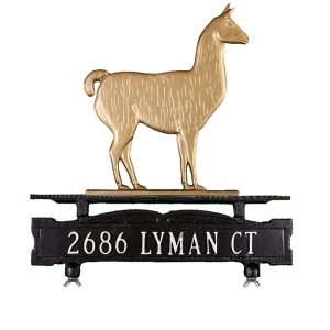 Cast Aluminum One Line Post sign with Llama Ornament