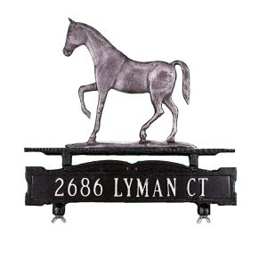 Cast Aluminum One Line Mailbox Sign with Gaited Horse Ornament