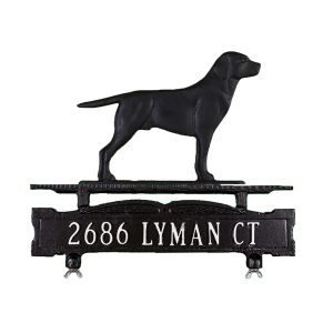 Cast Aluminum One Line Mailbox Sign with Retriever Ornament