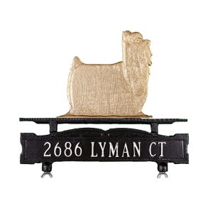 Cast Aluminum One Line Mailbox Sign with Yorkshire Terrier Ornament