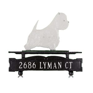 Cast Aluminum One Line Mailbox Sign with West Highland Terrier Ornament