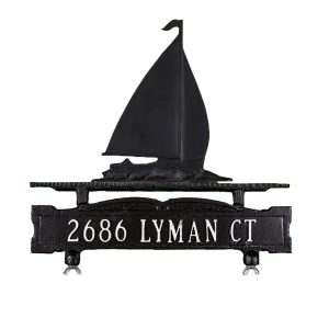Cast Aluminum One Line Mailbox Sign with Sailboat Ornament
