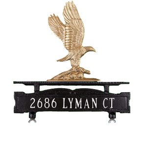 Cast Aluminum One Line Mailbox Sign with Eagle Ornament