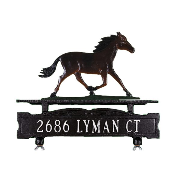 Cast Aluminum One Line Mailbox Sign with Horse Ornament