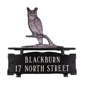 13.5" x 14.75" Cast Aluminum Two Line Mailbox Sign with Owl Ornament