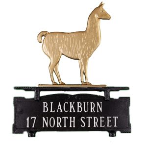 14.75" x 14.75" Cast Aluminum Two Line Mailbox Sign with Llama Ornament
