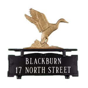 13.5" x 14.75" Cast Aluminum Two Line Mailbox Sign with Duck Ornament