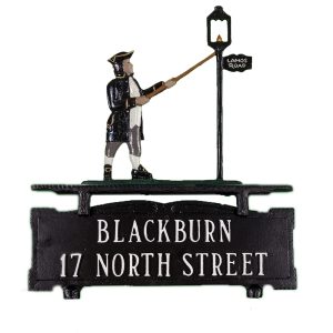 15.25" x 14.75" Cast Aluminum Two Line Mailbox Sign with Lamplighter Ornament