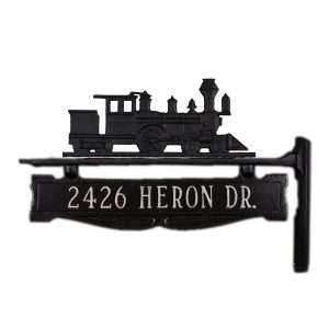 7.25" x 14.75" Cast Aluminum One Line Post Sign with Train Ornament