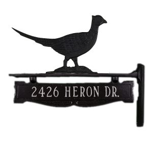 Cast Aluminum One Line Post Sign with Pheasant Ornament