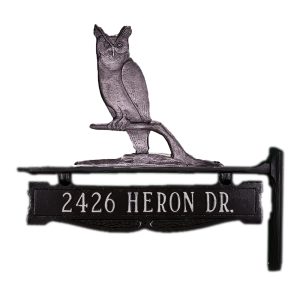 Cast Aluminum One Line Post Sign with Owl Ornament