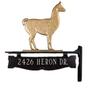 Cast Aluminum One Line Post Sign with Llama Ornament