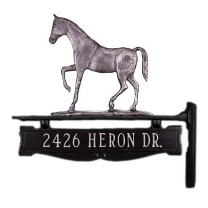 Cast Aluminum One Line Post Sign with Gaited Horse