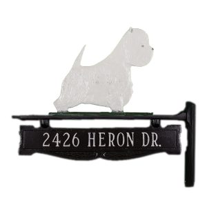 Cast Aluminum One Line Post Sign with West Highland Terrier Ornament