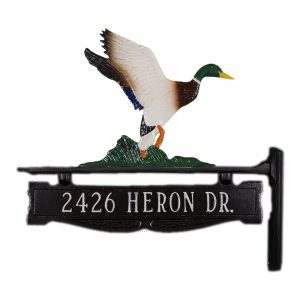 Cast Aluminum One Line Post Sign with Duck Ornament