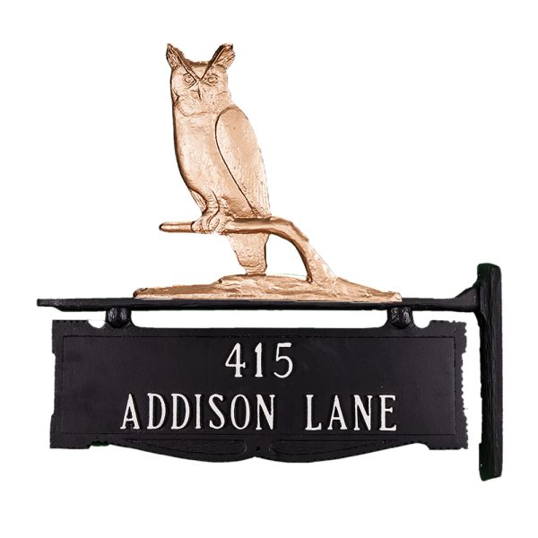 13.5" x 14.75" Cast Aluminum Two Line Post Sign with Owl Ornament