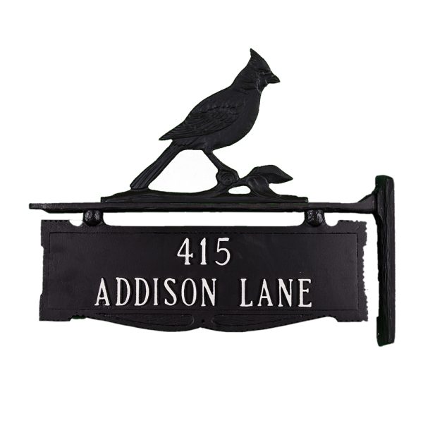 11.5" x 14.75" Cast Aluminum Two Line Post Sign with Cardinal Ornament