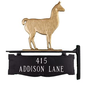 14.75" x 14.75" Cast Aluminum Two Line Post Sign with Llama Ornament