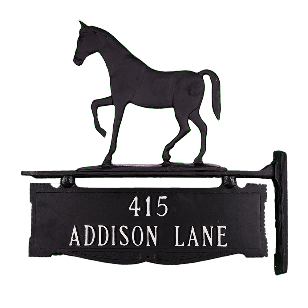 Cast Aluminum Two Line Post Sign with Gaited Horse