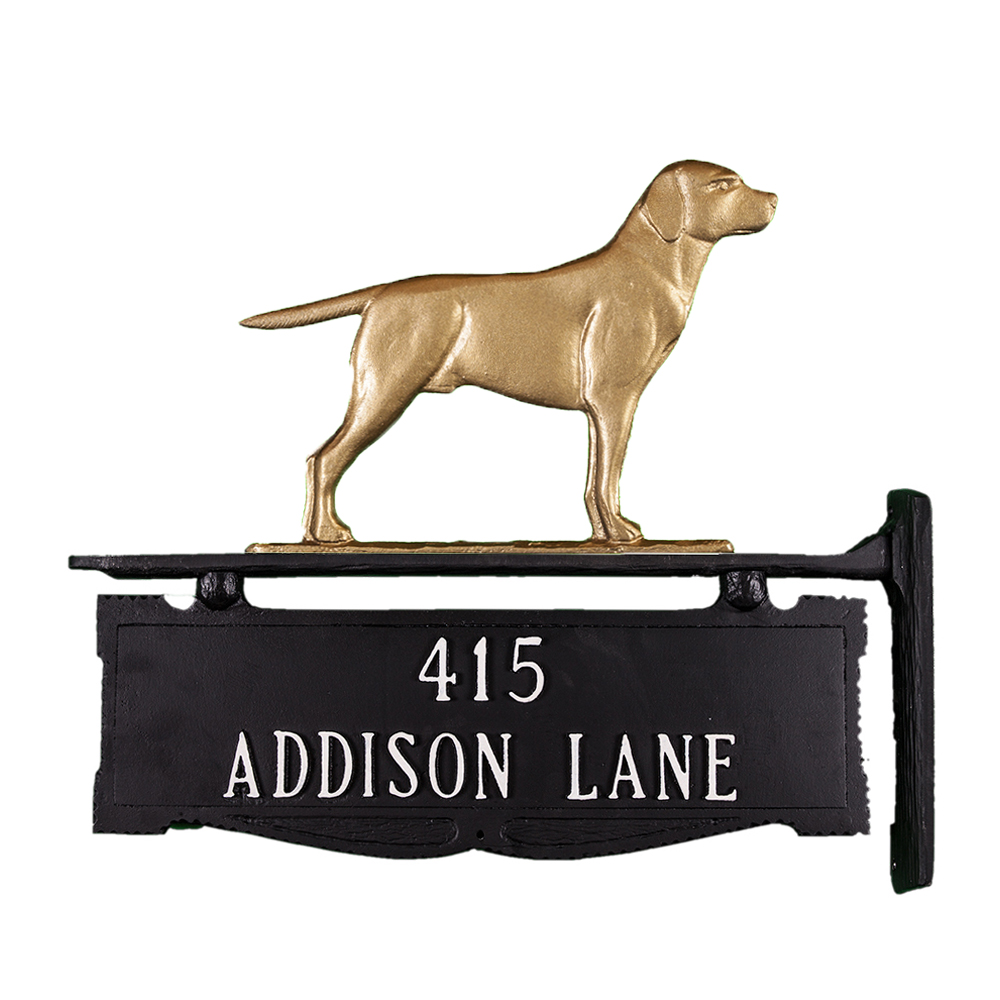 Cast Aluminum Two Line Post Sign with Retriever