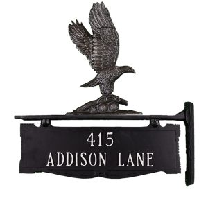 14.75" x 14.75" Cast Aluminum Two Line Post Sign with Gold Eagle Ornament