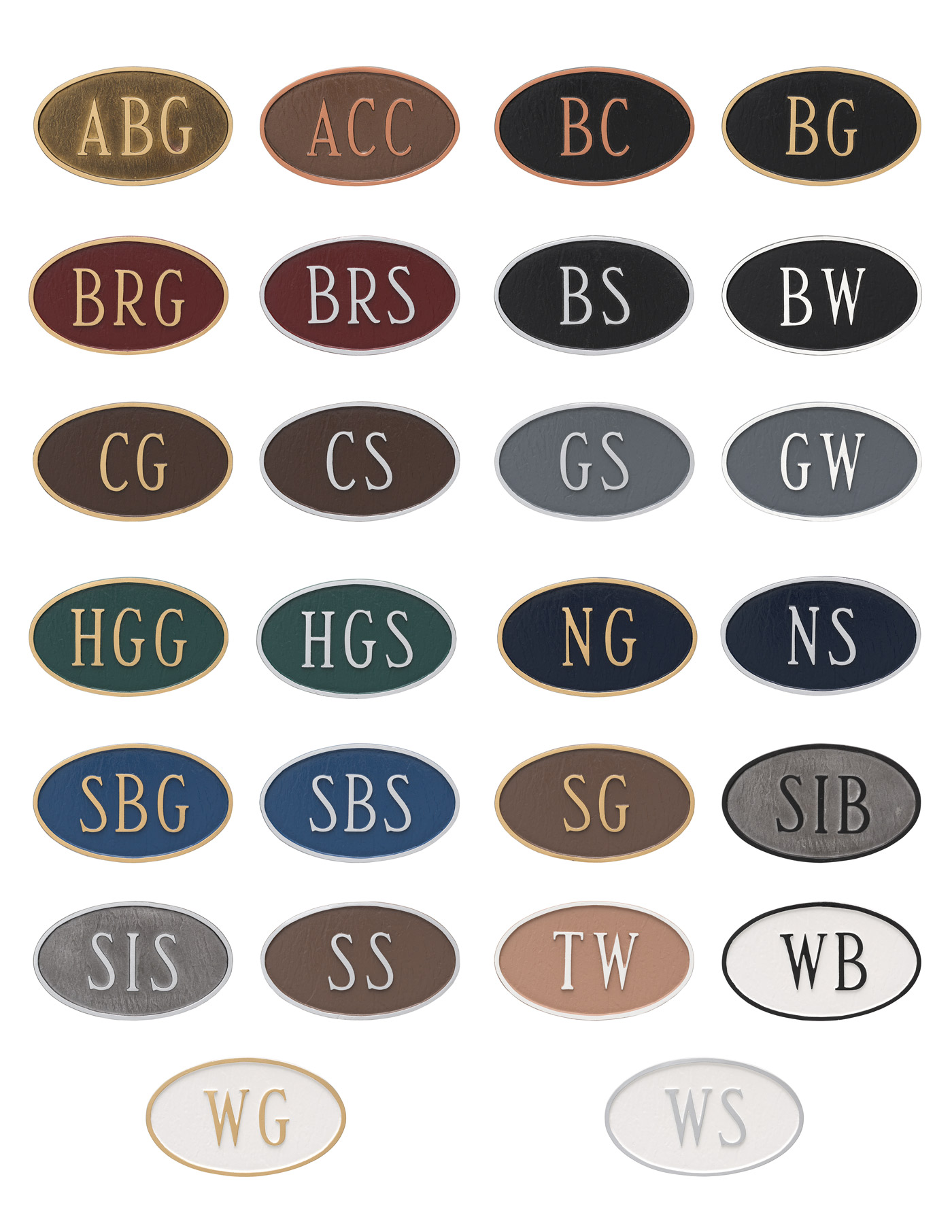 Montague Metal Products Product Color Chart