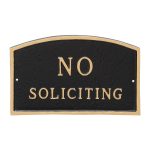 10" x 15" Standard Arch No Soliciting Statement Plaque Sign Black with Gold Lettering