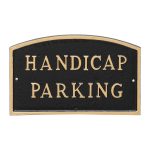 5.5" x 9" Small Arch Handicap Parking Statement Plaque Sign Black with Gold Lettering