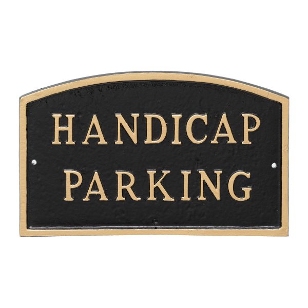 10" x 15" Standard Arch Handicap Parking Statement Plaque Sign Black with Gold Lettering