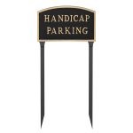 13" x 21" Large Arch Handicap Parking Statement Plaque Sign with 23" lawn stake, Black with Gold Lettering