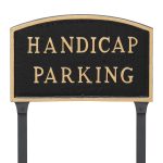 13" x 21" Large Arch Handicap Parking Statement Plaque Sign with 23" lawn stake, Black with Gold Lettering